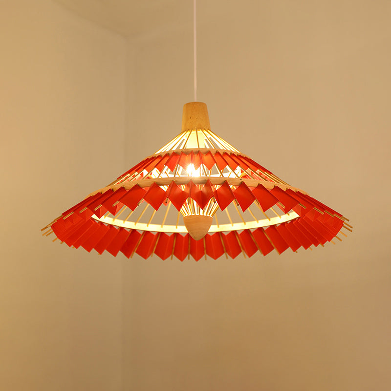 Modern Bamboo Umbrella Pendant Light - Stylish Ceiling Lighting For Restaurants Red / 16