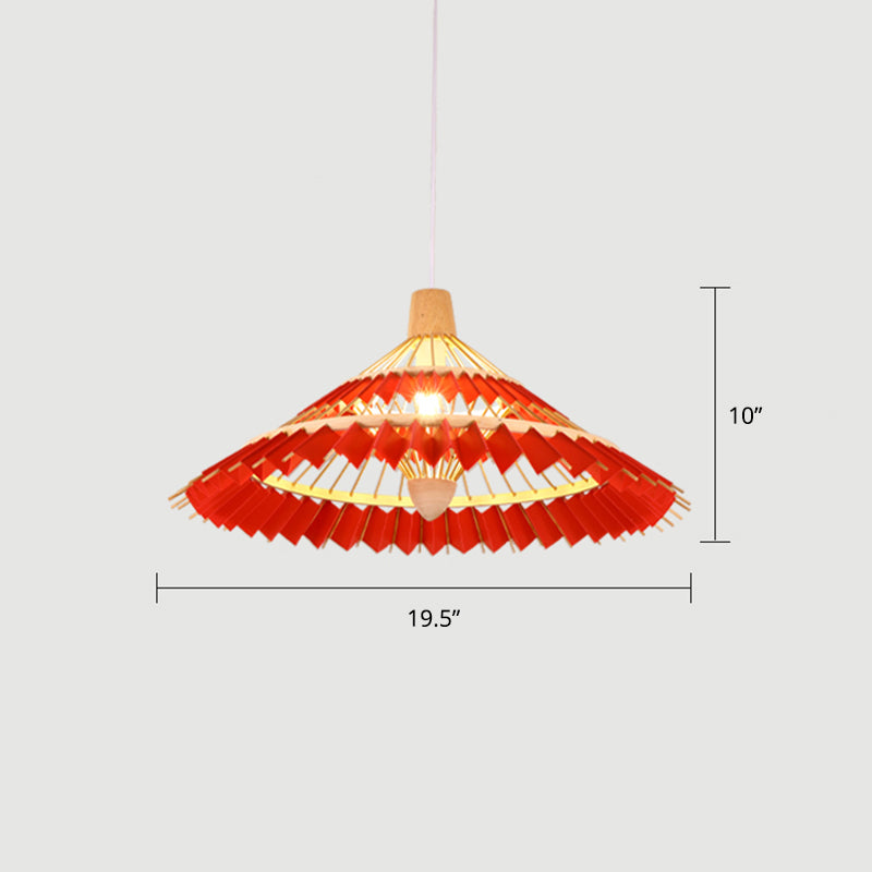 Modern Bamboo Umbrella Pendant Light - Stylish Ceiling Lighting For Restaurants Red / 19.5