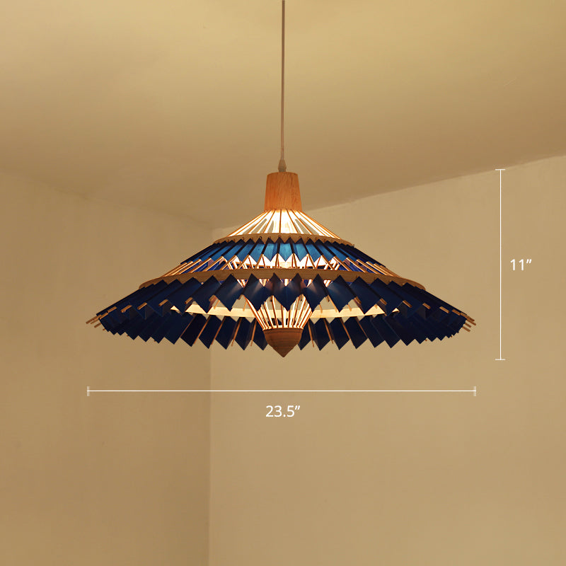 South-East Asian Bamboo Umbrella Pendant Light Single-Bulb Restaurant Suspension Fixture