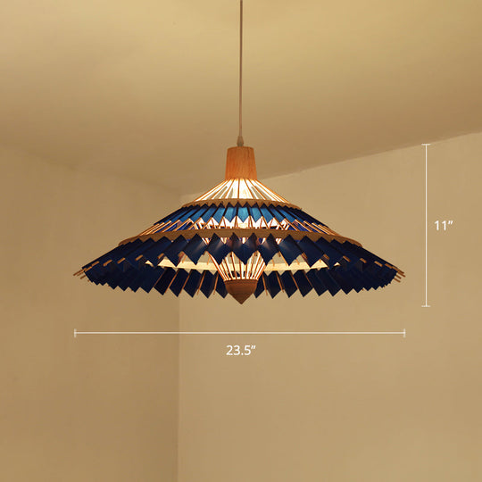 South-East Asian Bamboo Umbrella Pendant Light Single-Bulb Restaurant Suspension Fixture