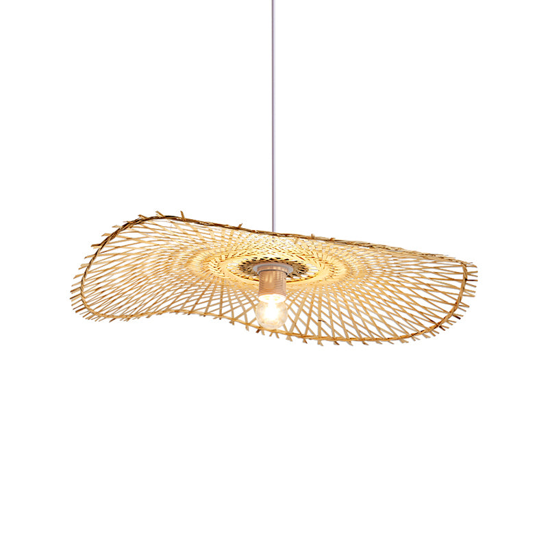 Bamboo Leaf Suspension Ceiling Light - Minimalist Wood Pendant