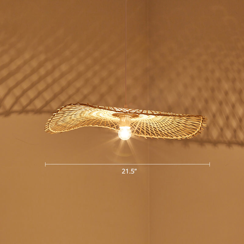 Bamboo Leaf Suspension Ceiling Light - Minimalist Wood Pendant