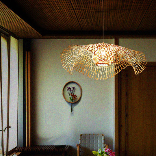 Bamboo Lotus Leaf Pendant Light For Restaurants - Simplicity And Elegance In Wood