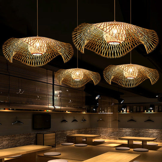 Bamboo Lotus Leaf Pendant Light For Restaurants - Simplicity And Elegance In Wood