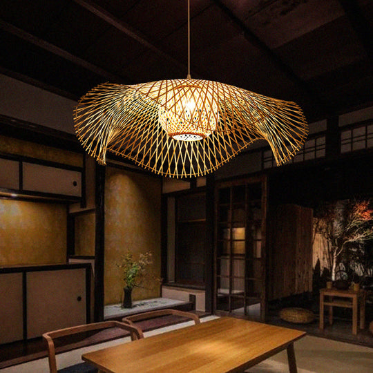 Bamboo Lotus Leaf Pendant Light For Restaurants - Simplicity And Elegance In Wood