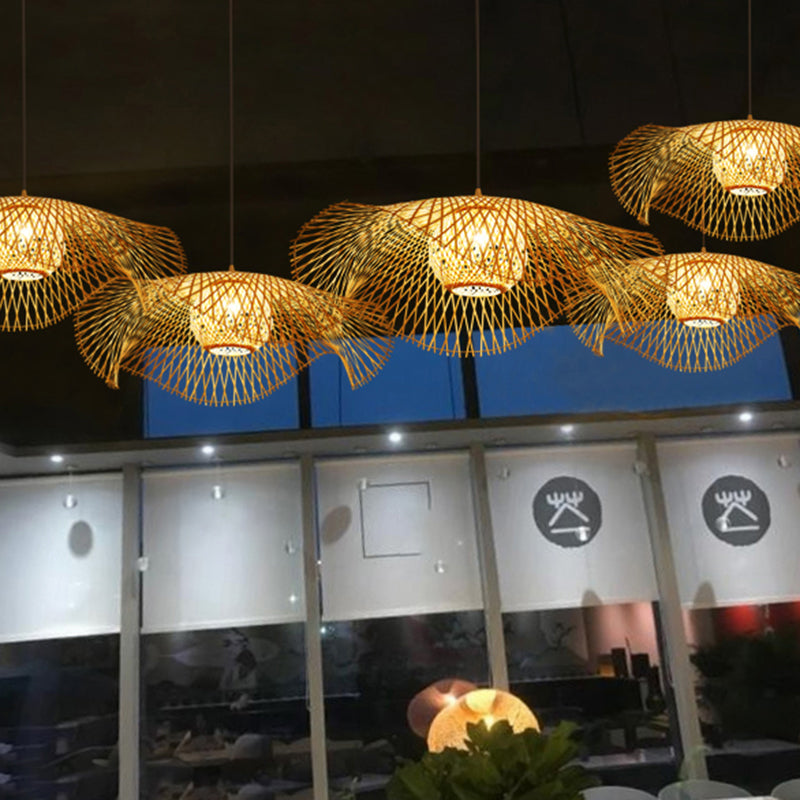 Bamboo Lotus Leaf Pendant Light For Restaurants - Simplicity And Elegance In Wood