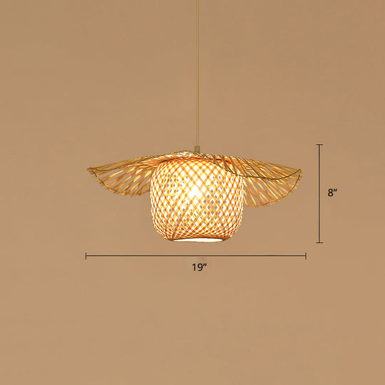 Bamboo Lotus Leaf Pendant Light For Restaurants - Simplicity And Elegance In Wood / B