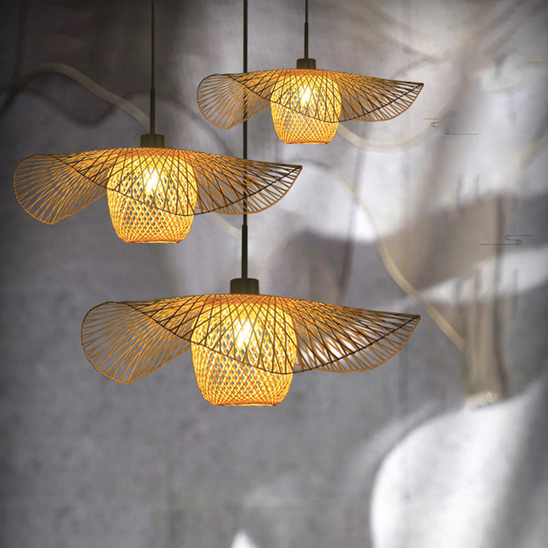 Handwoven Bamboo Suspension Pendant Light - Minimalist Design For Restaurants