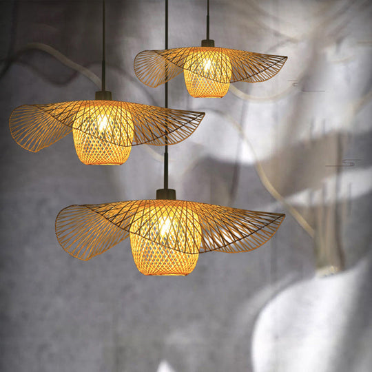 Handwoven Bamboo Suspension Pendant Light - Minimalist Design For Restaurants