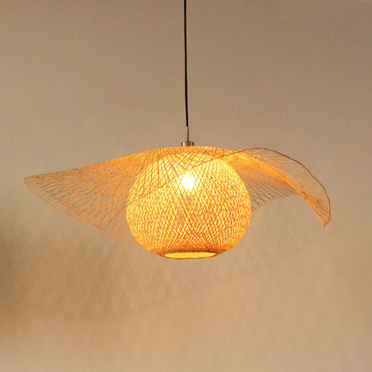 Handwoven Bamboo Suspension Pendant Light - Minimalist Design For Restaurants