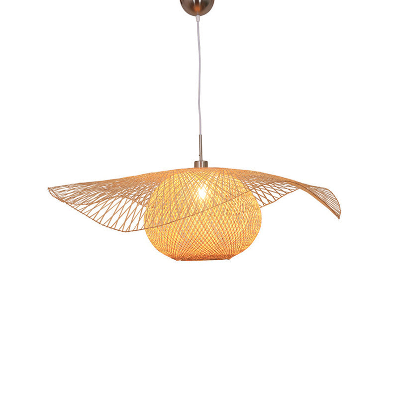 Handwoven Bamboo Suspension Pendant Light - Minimalist Design For Restaurants