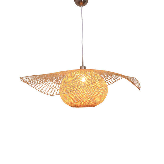 Handwoven Bamboo Suspension Pendant Light - Minimalist Design For Restaurants