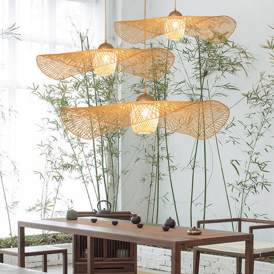 Modern Lotus Leaf Bamboo Ceiling Light - Restaurant Pendant Lighting