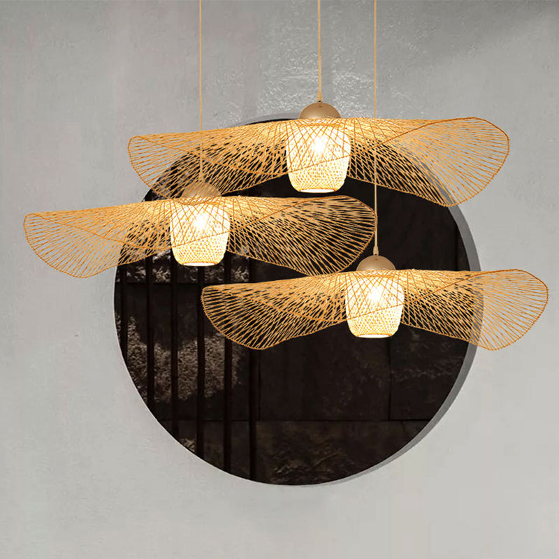 Modern Lotus Leaf Bamboo Ceiling Light - Restaurant Pendant Lighting