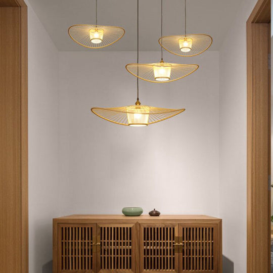 Contemporary Handcrafted Bamboo Pendant Light - Single-Bulb Wood Suspension Fixture