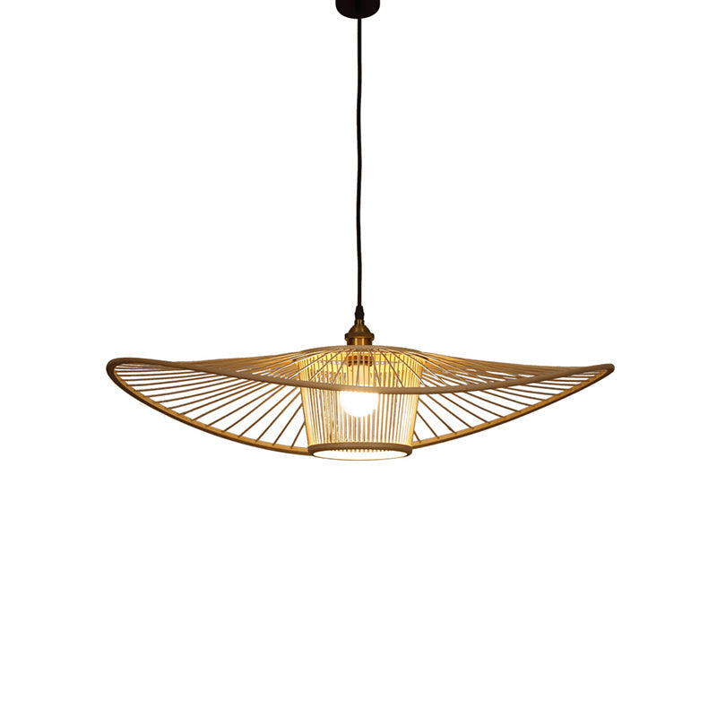 Contemporary Handcrafted Bamboo Pendant Light - Single-Bulb Wood Suspension Fixture