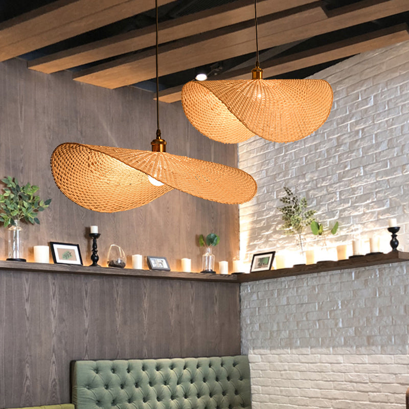 Bamboo Lotus Leaf Ceiling Light - Modern Single-Bulb Wood Pendant