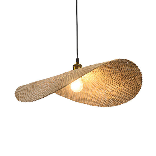 Bamboo Lotus Leaf Ceiling Light - Modern Single-Bulb Wood Pendant