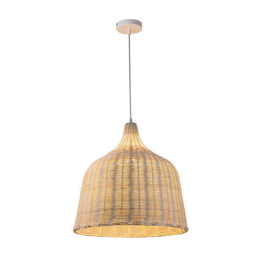 1-Light Bamboo Suspension Pendant Light: Simplicity & Elegance For Restaurants