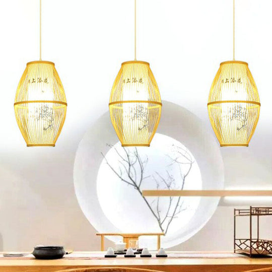 Handcrafted Bamboo Pendant Ceiling Light - Chinese Style Single For Restaurant Ambience