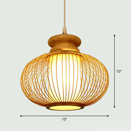 Handcrafted Bamboo Pendant Ceiling Light - Chinese Style Single For Restaurant Ambience