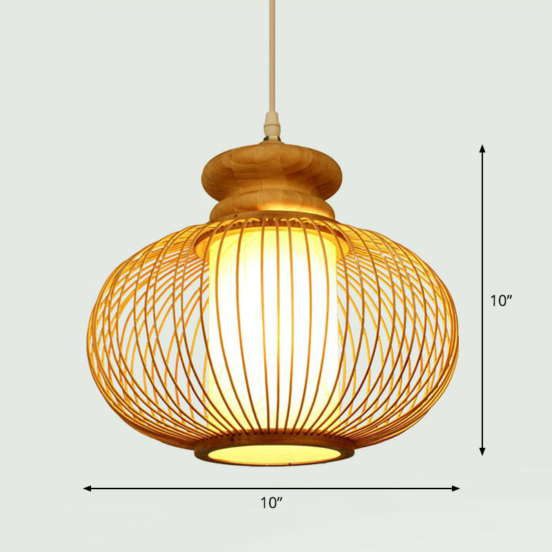 Handcrafted Bamboo Pendant Ceiling Light - Chinese Style Single For Restaurant Ambience Wood / A