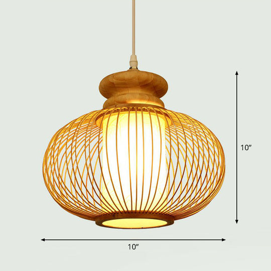 Handcrafted Bamboo Pendant Ceiling Light - Chinese Style Single For Restaurant Ambience Wood / A