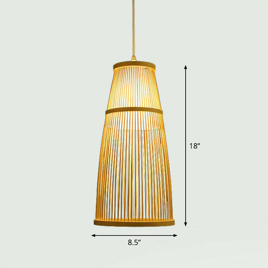 Handcrafted Bamboo Pendant Ceiling Light - Chinese Style Single For Restaurant Ambience