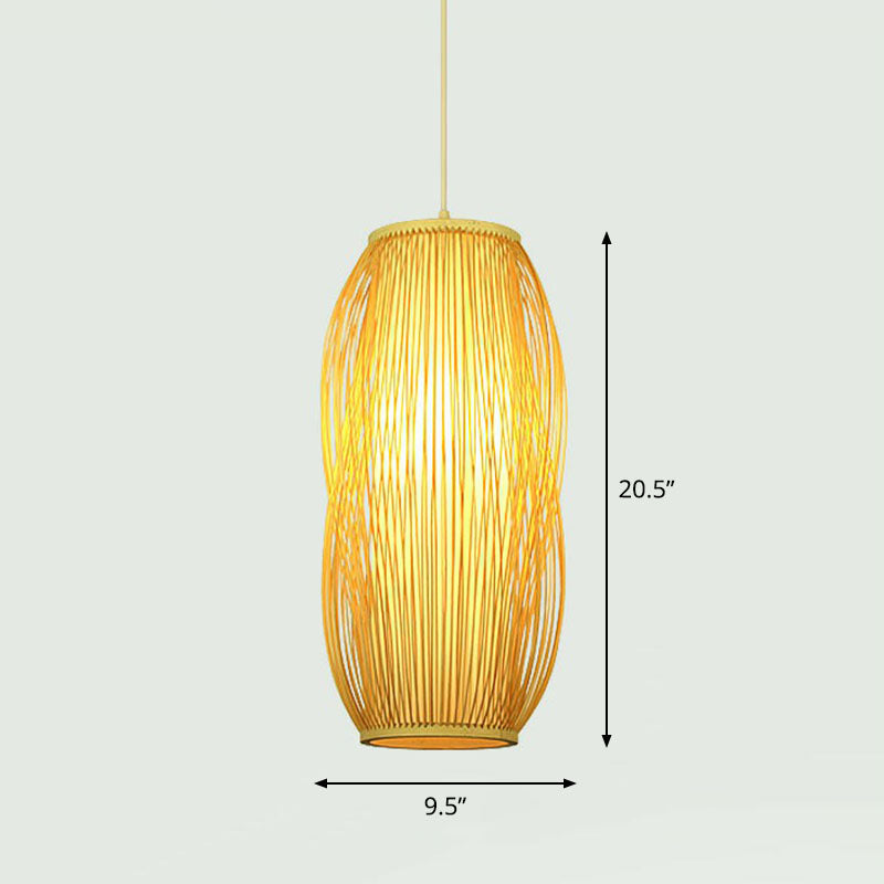 Handcrafted Bamboo Pendant Ceiling Light - Chinese Style Single For Restaurant Ambience