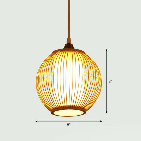 Handcrafted Bamboo Pendant Ceiling Light - Chinese Style Single For Restaurant Ambience