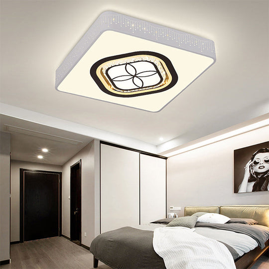 Acrylic LED Square Ceiling Light with Crystal Patterns for Bedroom