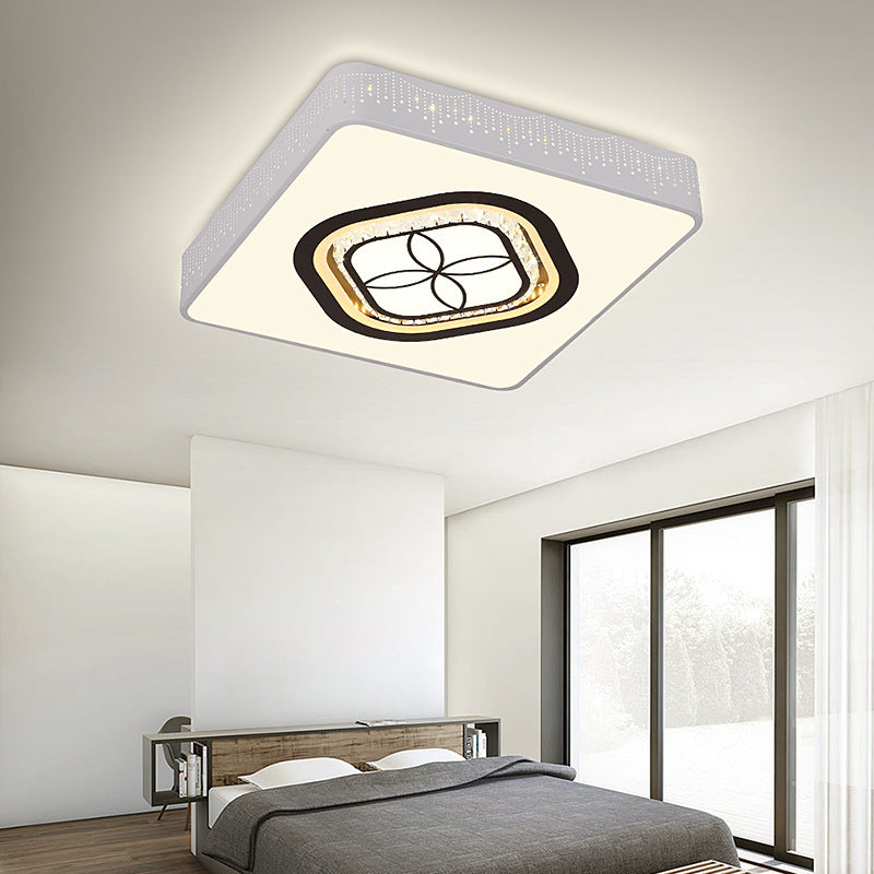 Acrylic LED Square Ceiling Light with Crystal Patterns for Bedroom