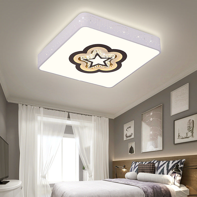 Acrylic LED Square Ceiling Light with Crystal Patterns for Bedroom