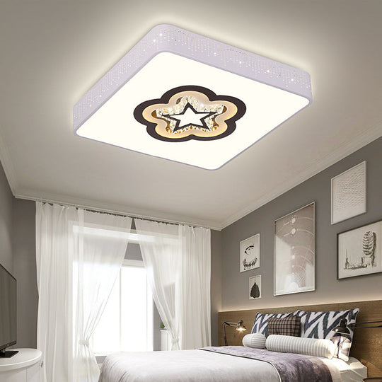 Acrylic LED Square Ceiling Light with Crystal Patterns for Bedroom