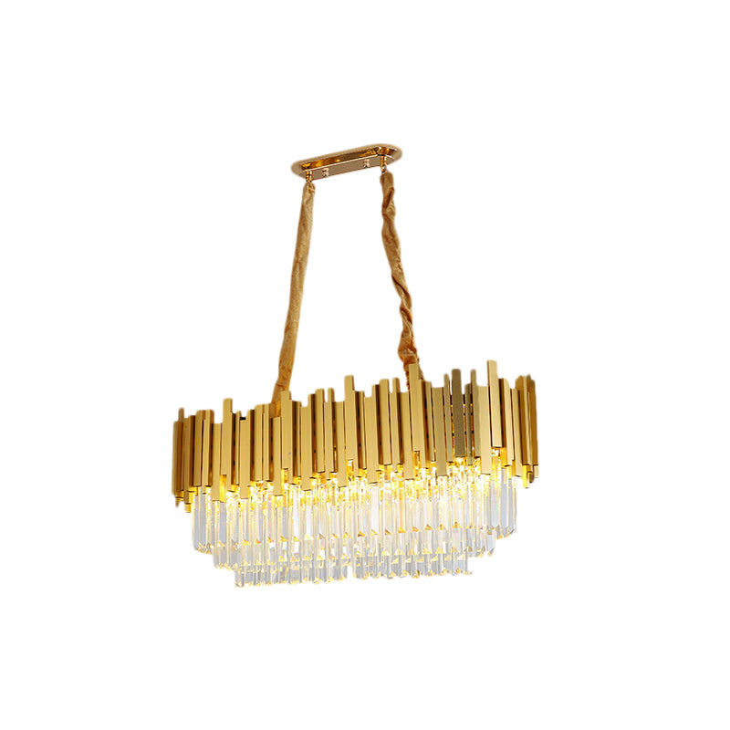 Brass Island Pendant - Traditional Crystal Dining Room Ceiling Light 31.5/39 Wide