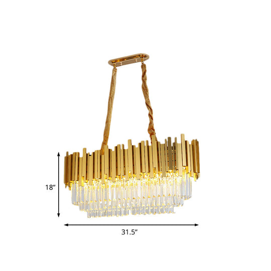 Brass Island Pendant - Traditional Crystal Dining Room Ceiling Light 31.5/39 Wide