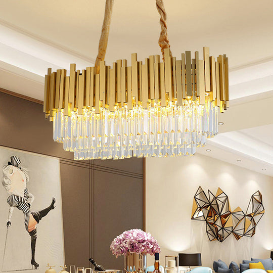 Brass Island Pendant - Traditional Crystal Dining Room Ceiling Light 31.5/39 Wide