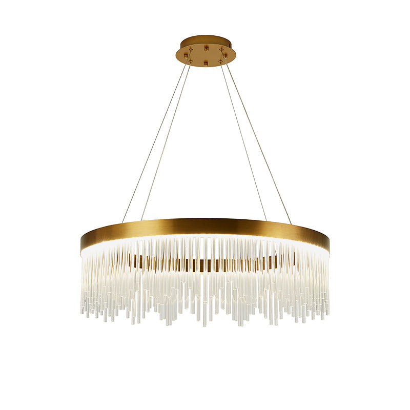 Simple Ring Crystal Icicles Chandelier Led Ceiling Light - Gold Diameters: 16 23.5 & 31.5