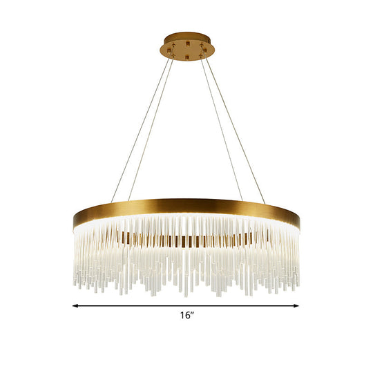 Simple Ring Crystal Icicles Chandelier Led Ceiling Light - Gold Diameters: 16 23.5 & 31.5