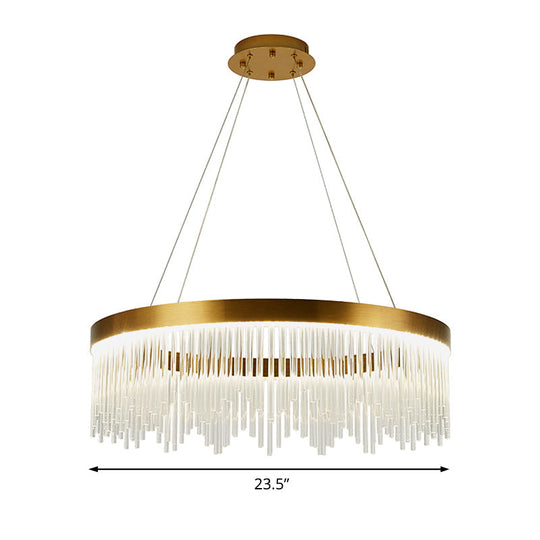 Simple Ring Crystal Icicles Chandelier Led Ceiling Light - Gold Diameters: 16 23.5 & 31.5