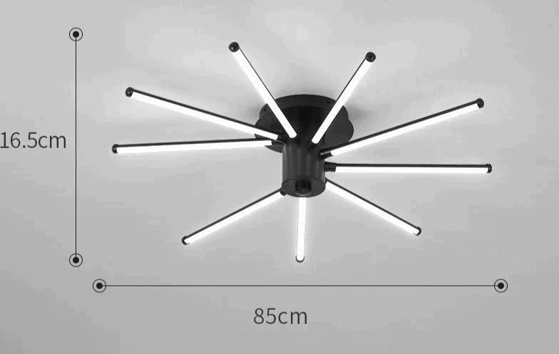 Contemporary Simple Creative Living Room Led Revolving Fireworks Ceiling Black 9 White Light