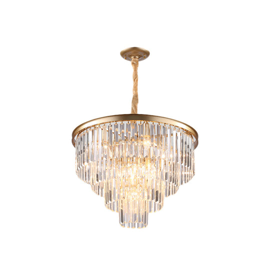 Lustre suspendu en cristal minimaliste - Noir/doré, réglable et options 6/9/15 lumières, 19,5"/23,5"/31,5" W