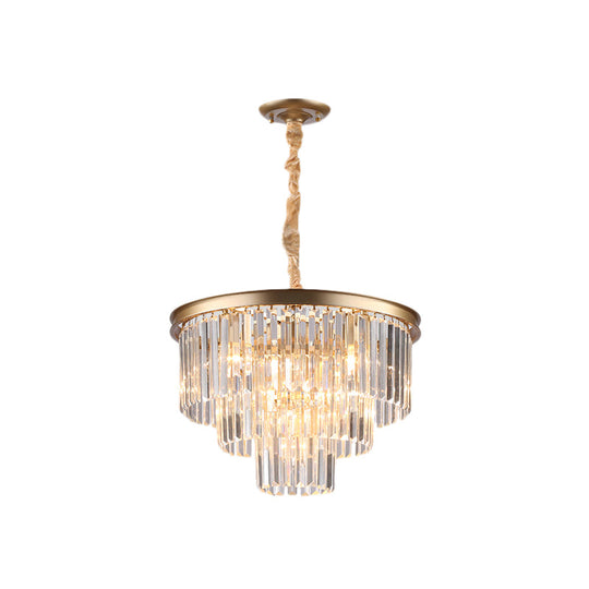 Lustre suspendu en cristal minimaliste - Noir/doré, réglable et options 6/9/15 lumières, 19,5"/23,5"/31,5" W