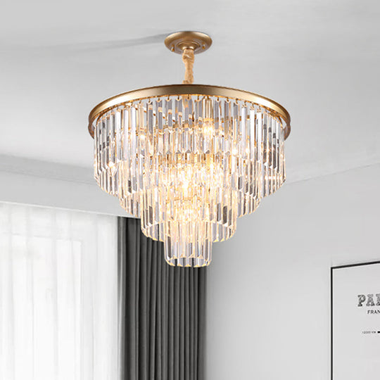 Minimalist Black/Gold Adjustable Crystal Pendant Chandelier - 6/9/15 Lights 19.5/23.5/31.5 Width