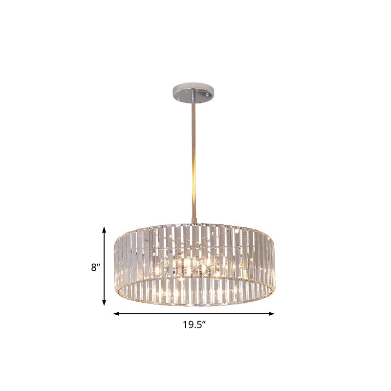 Luminaire suspendu rond en cristal ombré - 19,5"/23,5" de large - Simplicity 5/6 lumières - Lampe lustre chromée