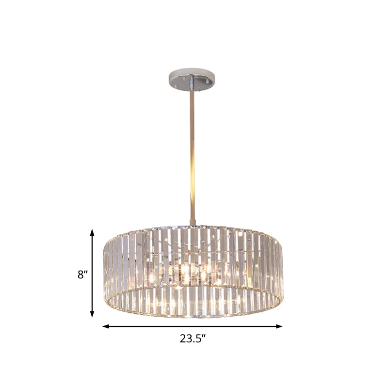 Luminaire suspendu rond en cristal ombré - 19,5"/23,5" de large - Simplicity 5/6 lumières - Lampe lustre chromée