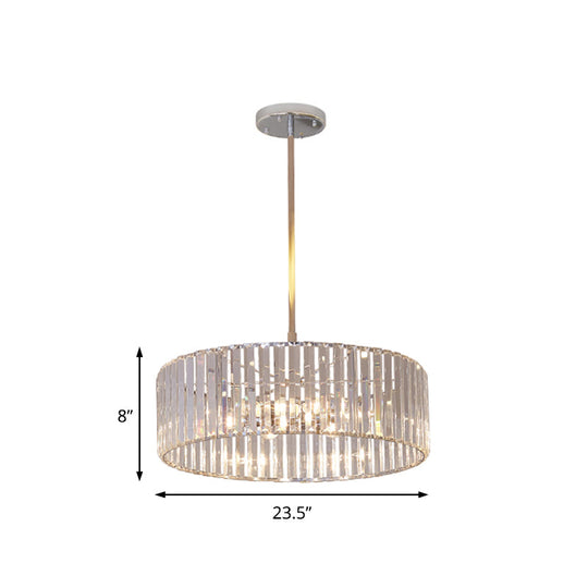 Luminaire suspendu rond en cristal ombré - 19,5"/23,5" de large - Simplicity 5/6 lumières - Lampe lustre chromée