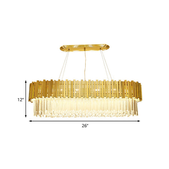 Modern Layered Metal Chandelier Lamp - 6-Light Golden Hanging Light With Crystal Icicles 26/35.5/39