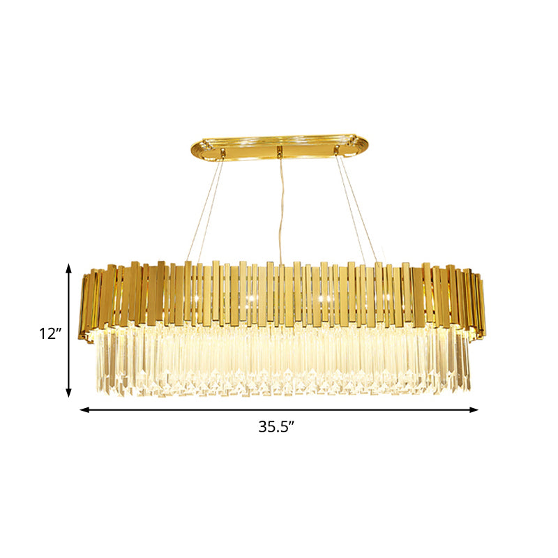 Modern Layered Metal Chandelier Lamp - 6-Light Golden Hanging Light With Crystal Icicles 26/35.5/39