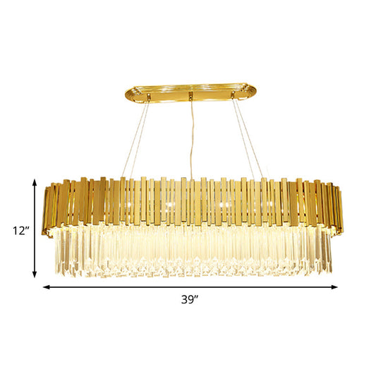 Modern Layered Metal Chandelier Lamp - 6-Light Golden Hanging Light With Crystal Icicles 26/35.5/39